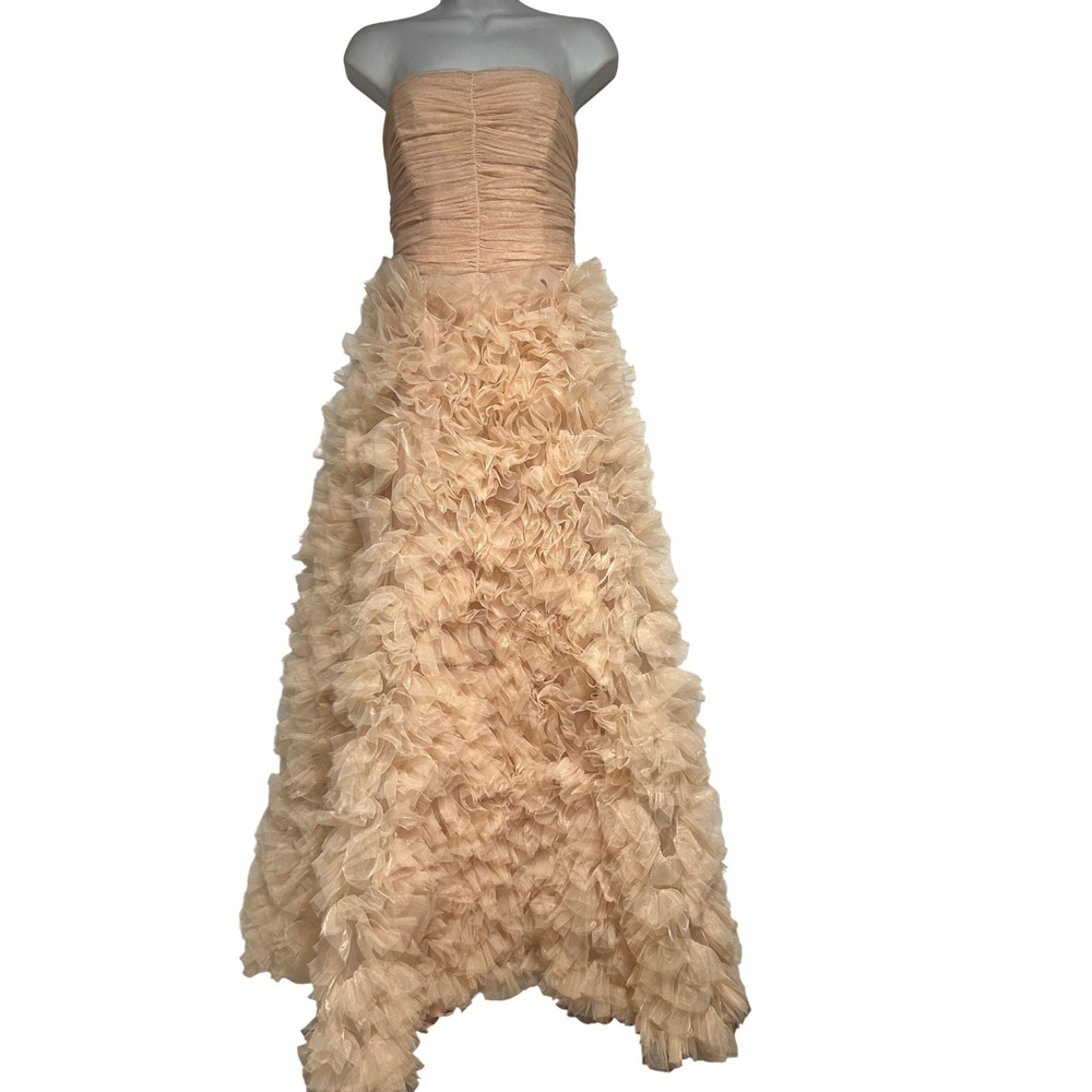 Pearl Georgina Chapman Marchesa Gown Women 8 Peach Ruffle Strapless Formal Gala